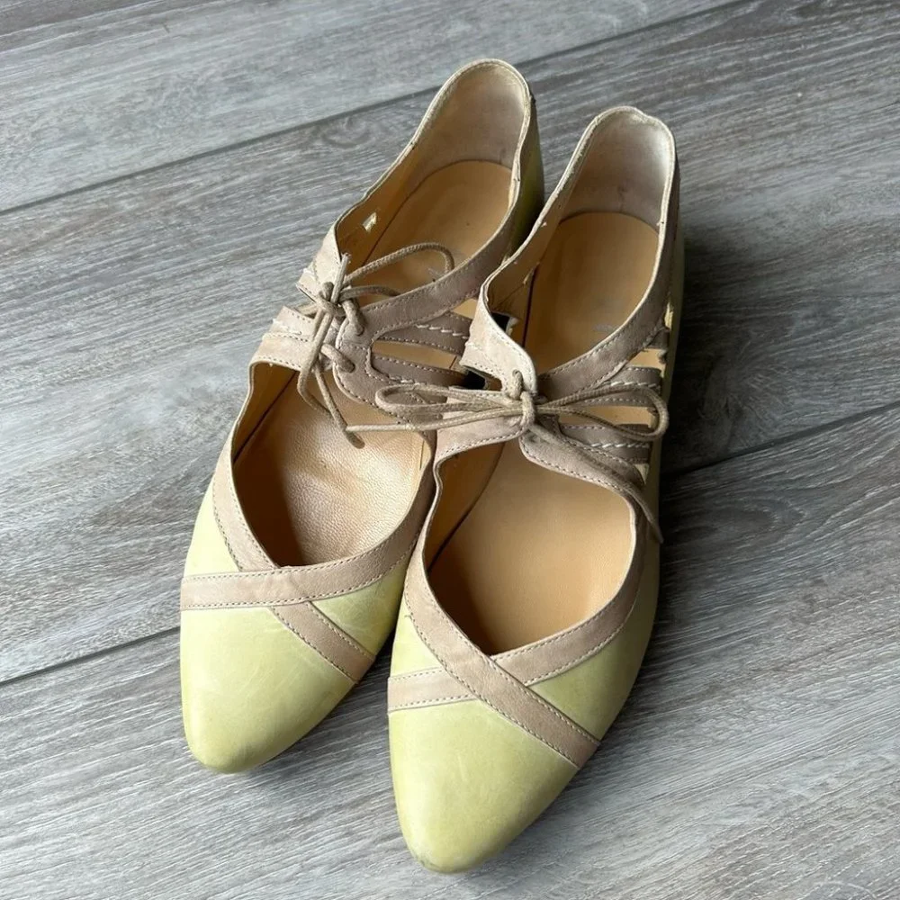 Fidji Lace Up Mary Jane Leather Flats Made in Portugal - Picture 1 of 16